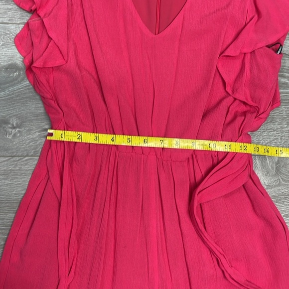 NWT Kensie Flutter Cap Sleeve Wide Leg Crop Jumpsuit Tie Waist Azalea Pink 4 - Picture 11 of 16